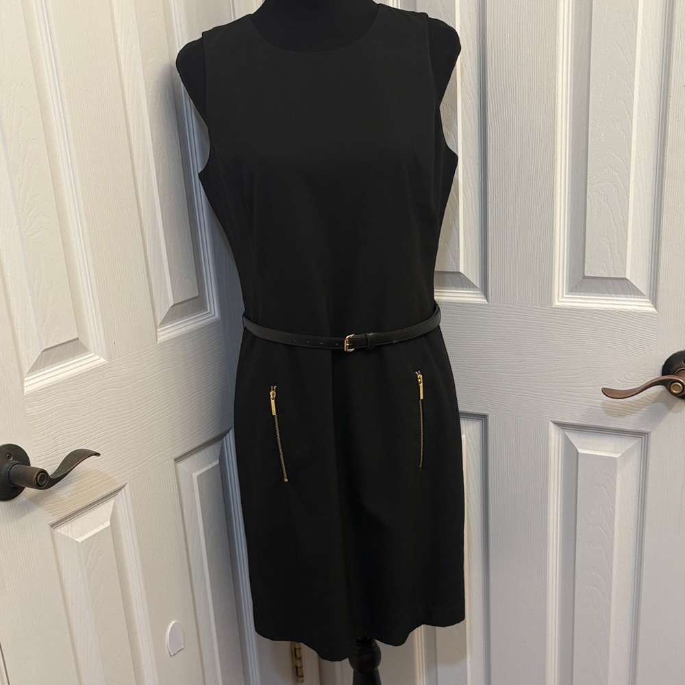 Michael Kors Black Mini Dress with Gold Accents